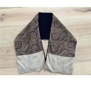Vtg CHRISTIAN DIOR SILK WOOL PAISLEY PRINT SCARF Blue And Brown